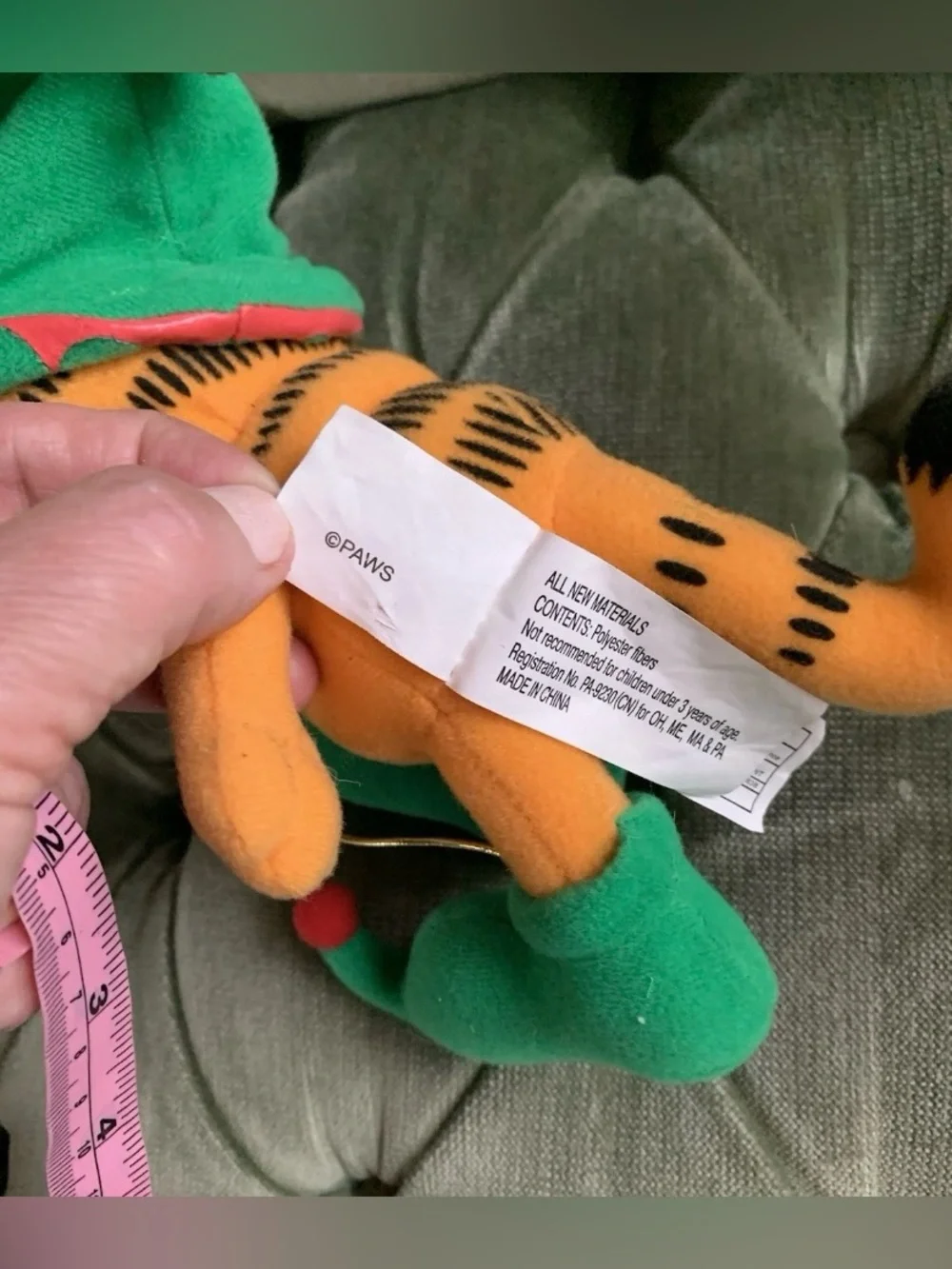 Vintage Special Edition Russell Stover Garfield The Cat Elf Plush W/Elastics